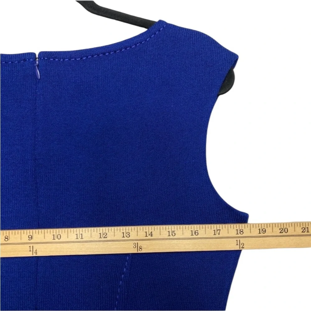 St. John Blue Sheath Dress Crew Neck Midi - Picture 4 of 9